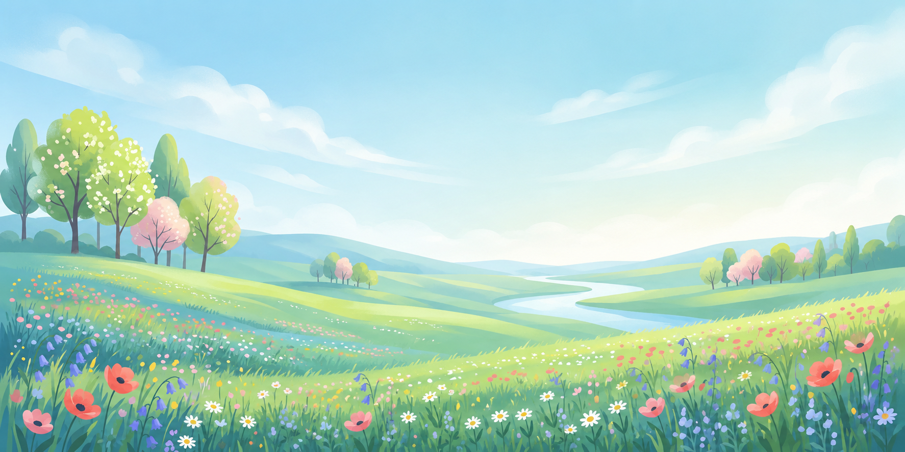 Spring Meadow Light Background